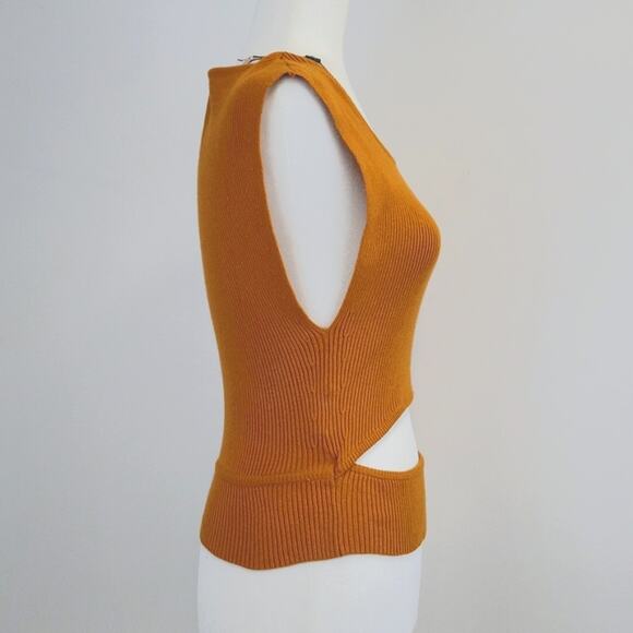 BCBGeneration Womens Caramel Ribbed Sleeveless Peek-A-Boo Tank Top/Vest Size XL - Picture 5 of 9